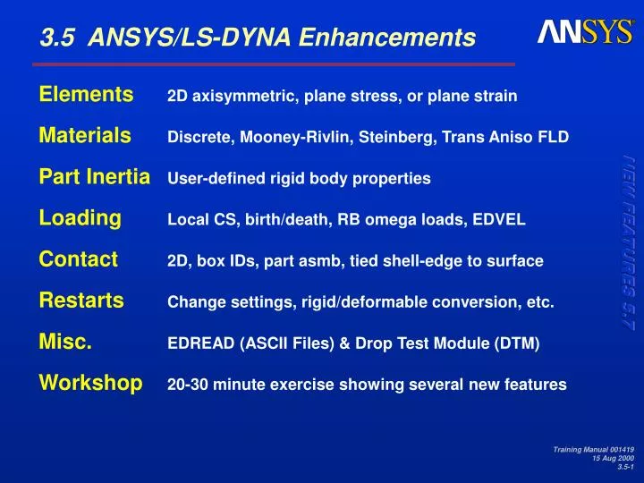 3 5 ansys ls dyna enhancements