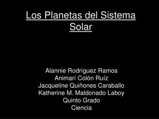 Los Planetas del Sistema Solar