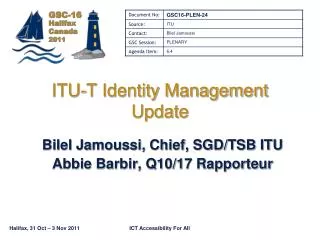 ITU-T Identity Management Update