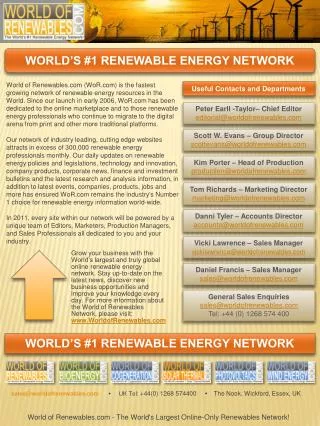 WORLD’S #1 RENEWABLE ENERGY NETWORK