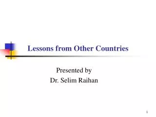 Lessons from Other Countries