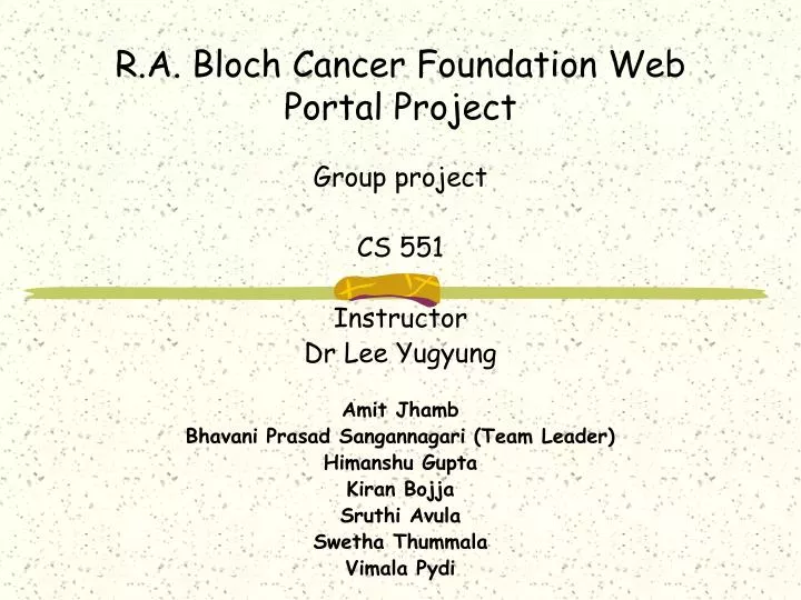 r a bloch cancer foundation web portal project