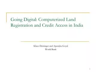 Going Digital: Computerized Land Registration and Credit Access in India