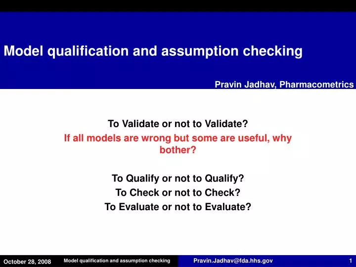model qualification and assumption checking