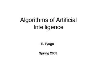 Algorithms of Artificial Intelligence