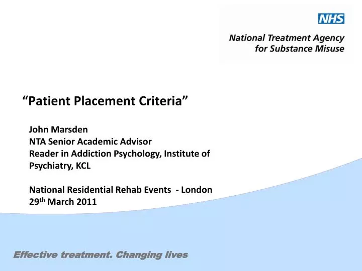 patient placement criteria