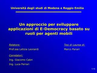 Università degli studi di Modena e Reggio Emilia