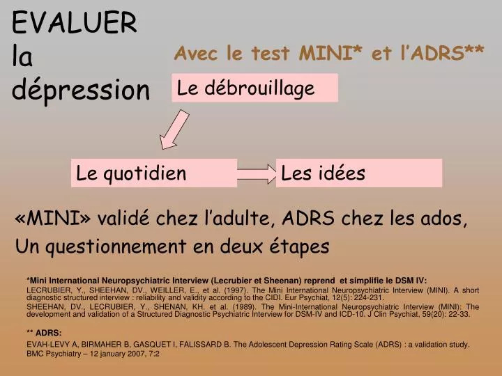 avec le test mini et l adrs