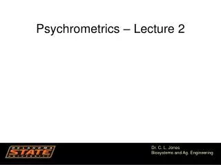 Psychrometrics – Lecture 2