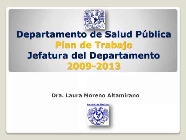 departamento de salud p blica plan de trabajo jefatura del departamento 2009 2013
