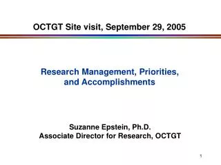 OCTGT Site visit, September 29, 2005