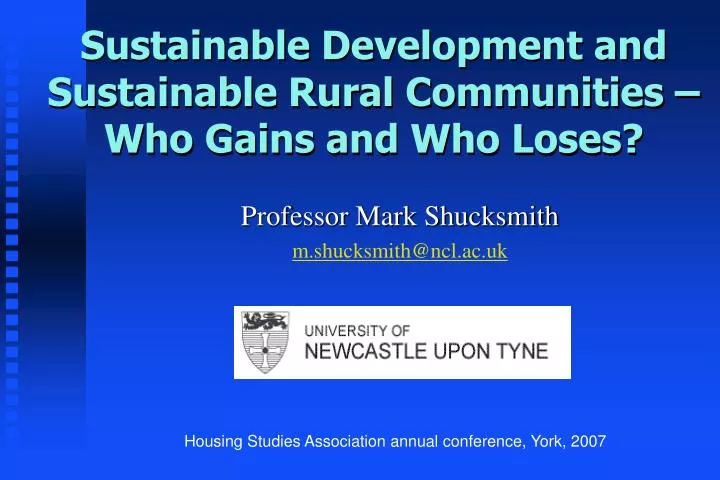 sustainable development and sustainable rural communities who gains and who loses