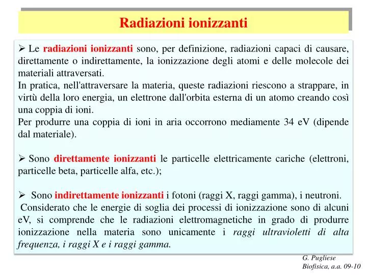radiazioni ionizzanti