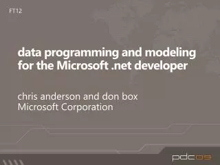 data programming and modeling for the Microsoft .net developer