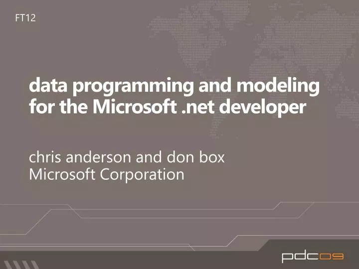 data programming and modeling for the microsoft net developer