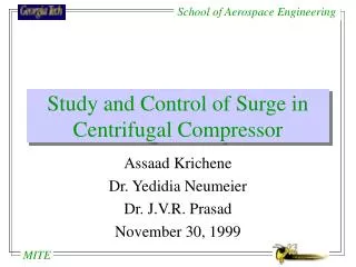 Study and Control of Surge in Centrifugal Compressor