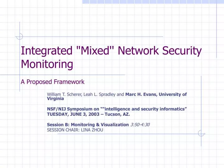 integrated mixed network security monitoring a proposed framework