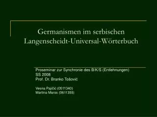 Germanismen im serbischen Langenscheidt-Universal-Wörterbuch