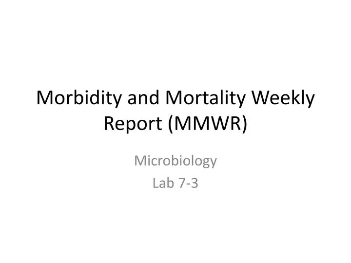 morbidity and mortality weekly report mmwr