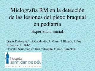 Mielografía RM en la detección de las lesiones del plexo braquial en pediatría