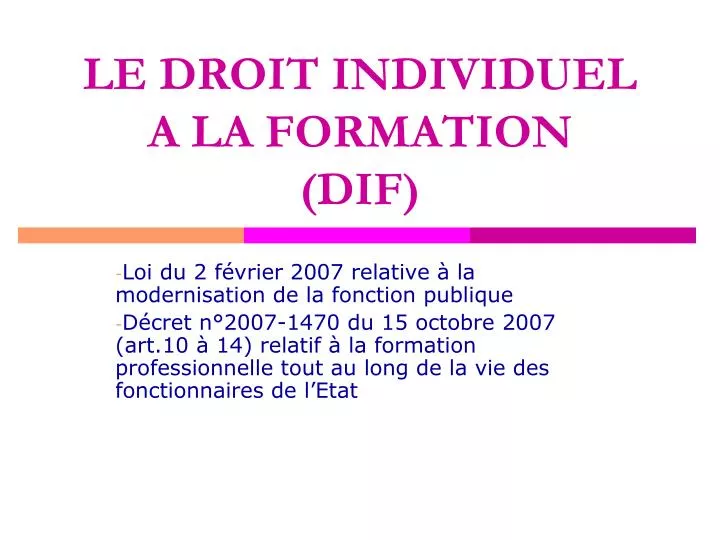 le droit individuel a la formation dif