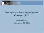 Strategies for Accessing Algebraic Concepts (K-8)