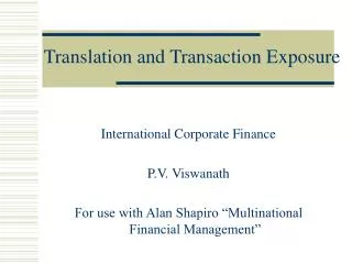 Translation and Transaction Exposure
