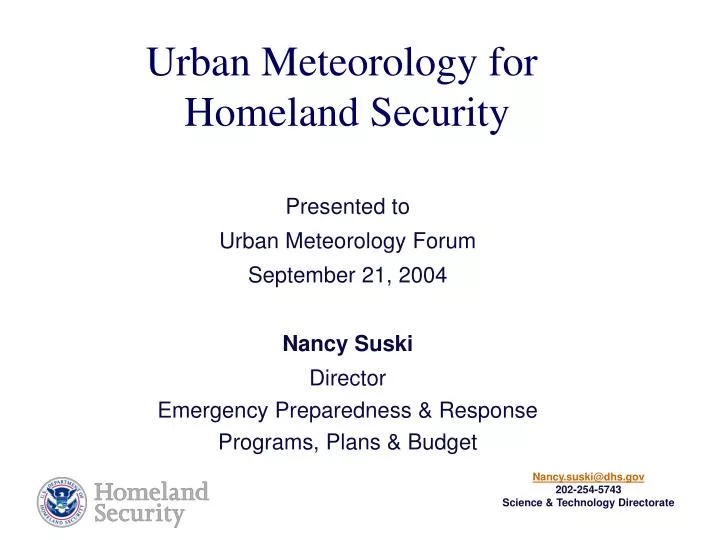 urban meteorology for homeland security