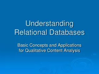 Understanding Relational Databases
