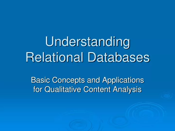 understanding relational databases