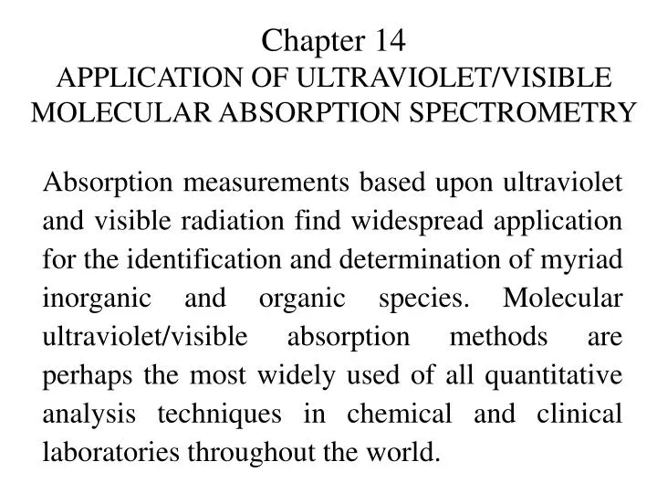 chapter 14 application of ultraviolet visible molecular absorption spectrometry
