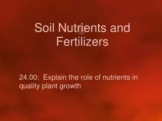 Soil Nutrients and Fertilizers