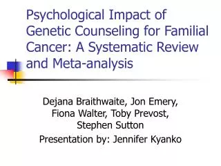 Psychological Impact of Genetic Counseling for Familial Cancer: A Systematic Review and Meta-analysis