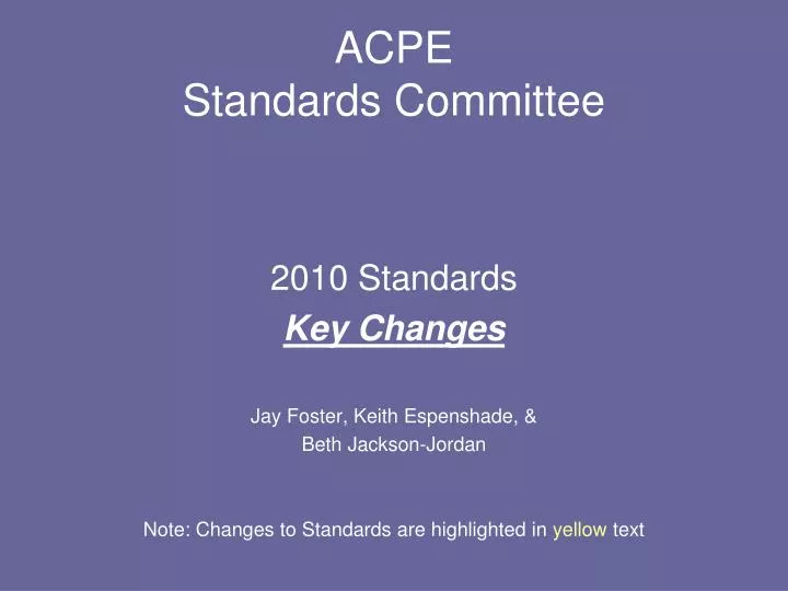 acpe standards committee