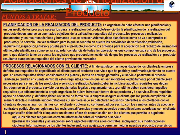 aclaraciones de la realizaci n del producto