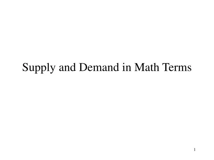 supply and demand in math terms