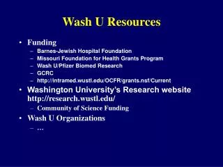 Wash U Resources