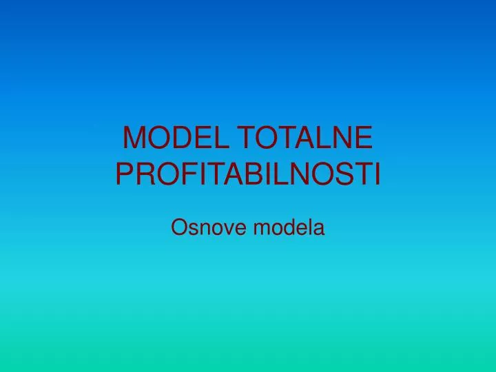 model totalne profitabilnosti