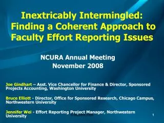 Inextricably Intermingled: Finding a Coherent Approach to Faculty Effort Reporting Issues
