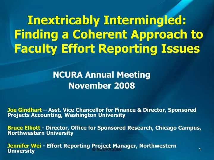 inextricably intermingled finding a coherent approach to faculty effort reporting issues
