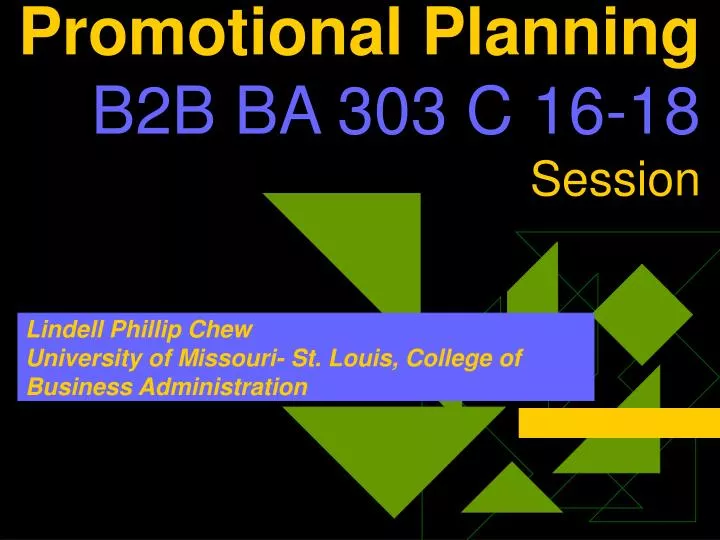 promotional planning b2b ba 303 c 16 18 session