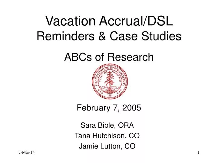 vacation accrual dsl reminders case studies abcs of research february 7 2005