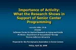 Importance of Activity: What the Research Shows in Support of Senior Center Programming
