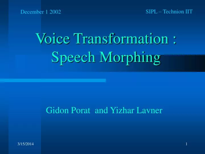 voice transformation speech morphing