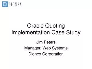 Oracle Quoting Implementation Case Study
