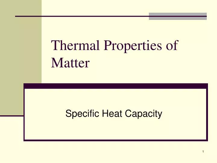 thermal properties of matter