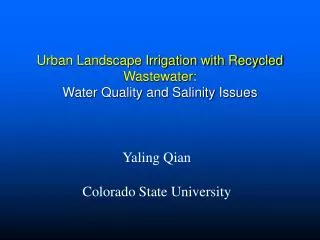 Urban Landscape Irrigation with Recycled Wastewater: Water Quality and Salinity Issues