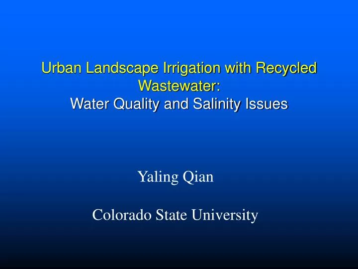 urban landscape irrigation with recycled wastewater water quality and salinity issues