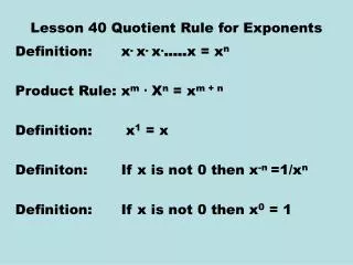 Lesson 40 Quotient Rule for Exponents