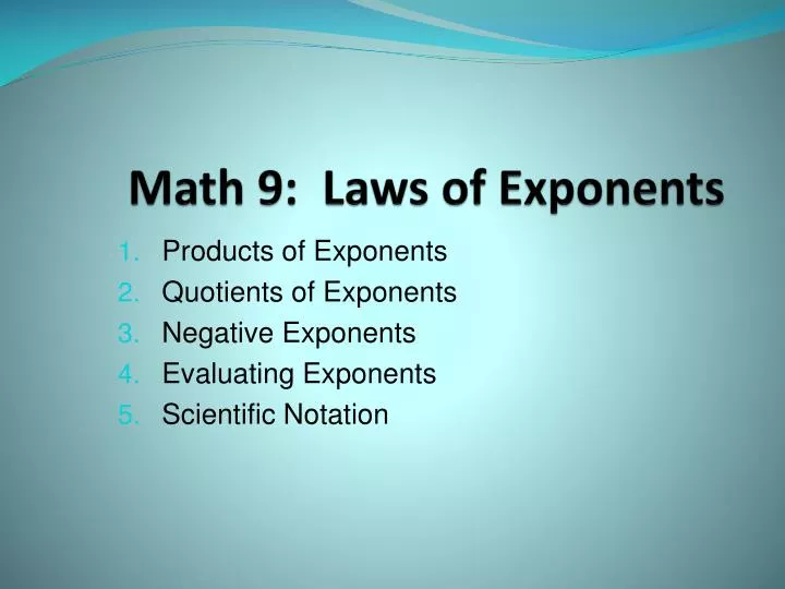 math 9 laws of exponents